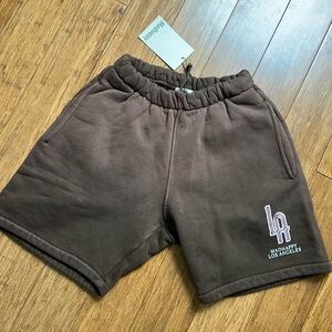 NEW MADHAPPY Fleece Shorts Brown LA Los Angeles sz XS